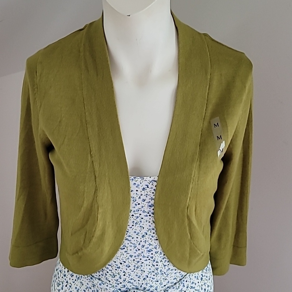 Jessica Howard Women's Advocado Open Cropped Shrug Cardigan Sweater, Size M, NWT